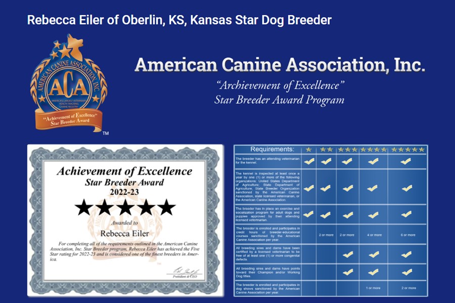 Good dog breeder Rebecca Eiler of Oberlin, KS
